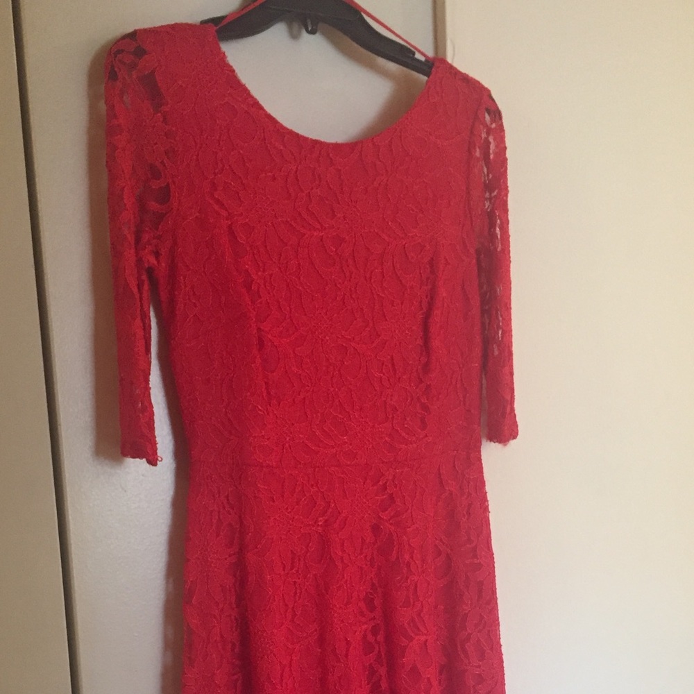 Beautiful red lace knee length dress